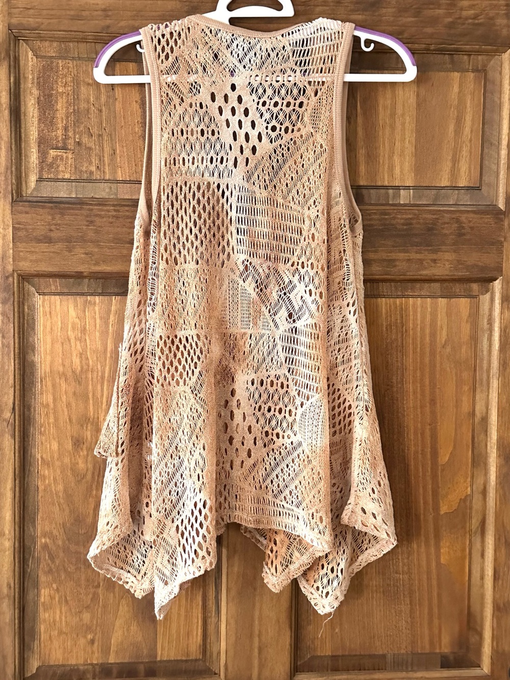 Boho Y2K Crochet Lace Overlay Tank Flowy Tunic Top Sz M Mermaidcore Festival - Picture 3 of 8